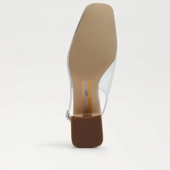 NEW Sam Edelman Terra Slingback Block Heel Soft Silver Leather Bridal Shoe 7.5 - Picture 7 of 9